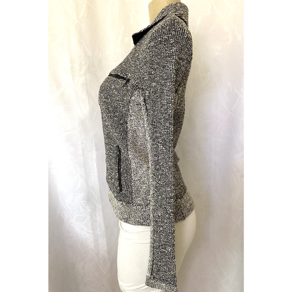 Rag & Bone Hart Tweed Biker Moto Black White Asymmetric Zip Knit Pockets… - Picture 7 of 12